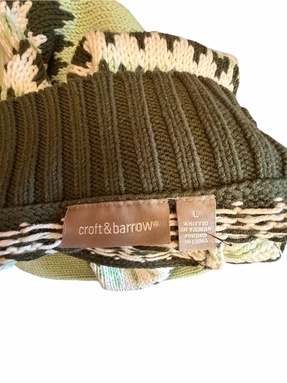 Sage Green Fair Isle Mock Neck Sweater Nordic Cozy Cabin Core Old Money Large - Picture 2 of 6